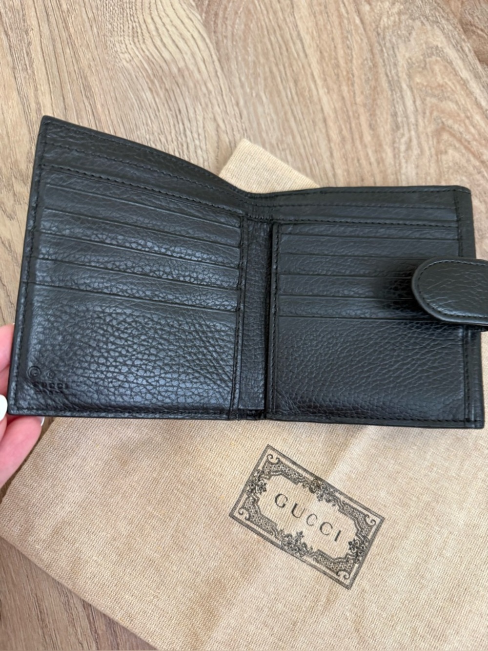 GUCCI Dollar Calfskin Interlocking G French Wallet in Black - Picture 9 of 14